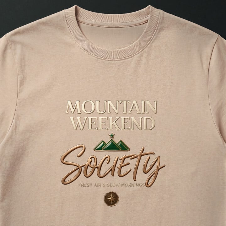 Koszulka męska xpossible „Mountain Weekend Society” – emblemat gór z kompasem — zdjęcie 6