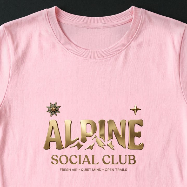 Koszulka damska xpossible „Alpine Social Club” – złote góry i szarotka — zdjęcie 6
