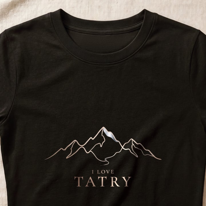Koszulka damska xpossible „I love Tatry” – minimalistyczne górskie szczyty ze szlakiem — zdjęcie 6