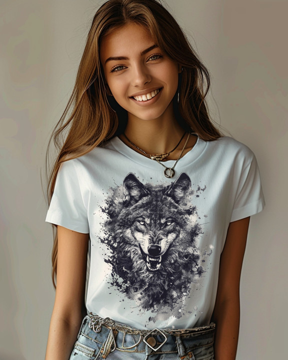 Koszulka damska z wilkiem Silny Niezależny Wilk prezent T-shirt damski — zdjęcie 3