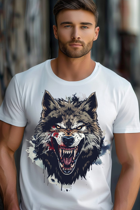 Koszulka męska z wilkiem agresywny silny groźny wilk T-shirt męski — zdjęcie 3