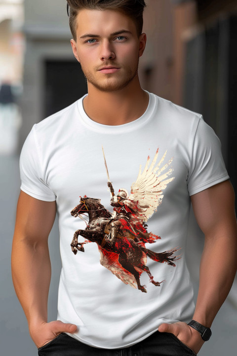Koszulka męska patriotyczna Polska Husaria wojownik rycerz T-shirt męski — zdjęcie 2