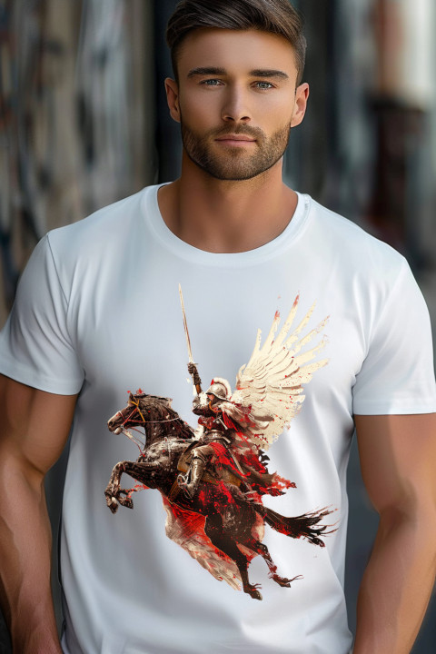 Koszulka męska patriotyczna Polska Husaria wojownik rycerz T-shirt męski — zdjęcie 3