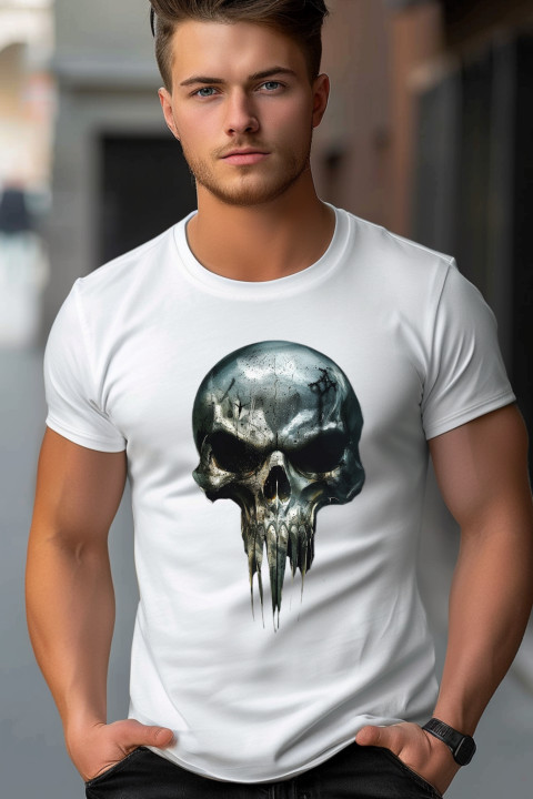 Koszulka męska z czaszką Punisher gotycka czaszka 2 metal T-shirt męski — zdjęcie 2