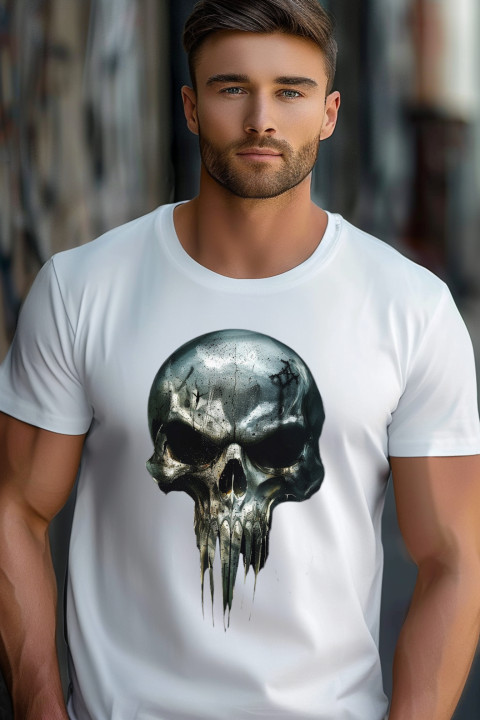 Koszulka męska z czaszką Punisher gotycka czaszka 2 metal T-shirt męski — zdjęcie 3