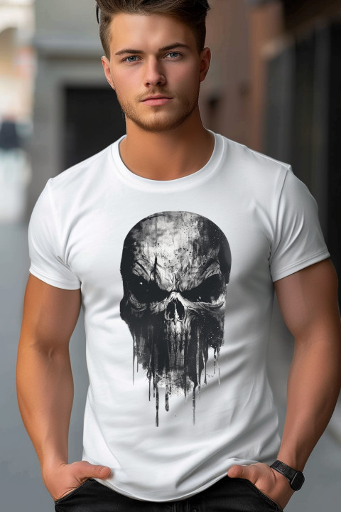 Koszulka męska z czaszką Punisher gotycka czaszka heavy metal T-shirt męski — zdjęcie 2