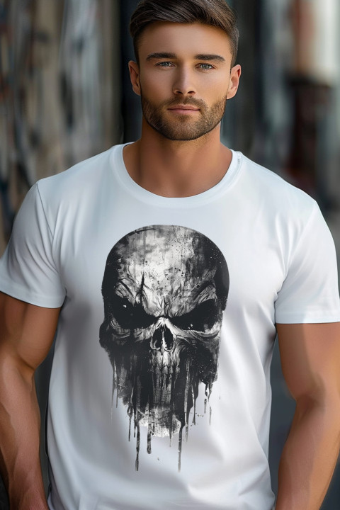 Koszulka męska z czaszką Punisher gotycka czaszka heavy metal T-shirt męski — zdjęcie 3
