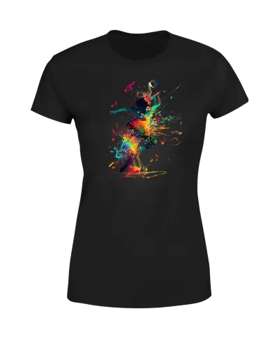 Koszulka damska abstrakcyjny wzór eksplozja muzyki i kolorów T-shirt damski
