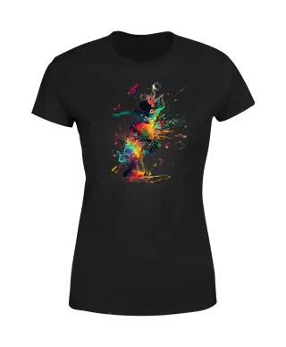 Koszulka damska abstrakcyjny wzór eksplozja muzyki i kolorów T-shirt damski
