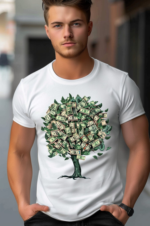 Koszulka męska pieniądze rosną na drzewie T-shirt męski z drzewem pieniędzy — zdjęcie 2