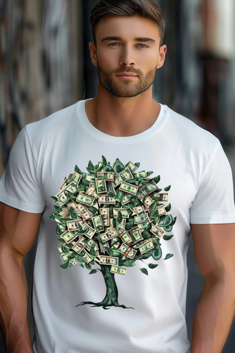 Koszulka męska pieniądze rosną na drzewie T-shirt męski z drzewem pieniędzy — zdjęcie 3