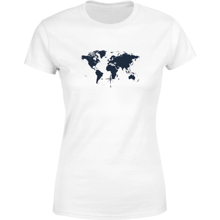 Koszulka damska mapa świata kompas dla podróżnika T-shirt damski