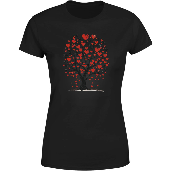 Koszulka damska Drzewo Miłości czerwone serca na drzewie T-shirt damski