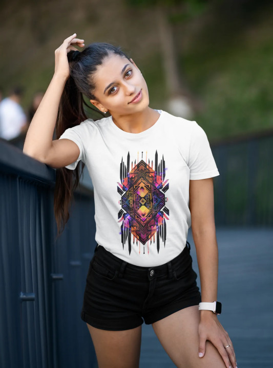 Koszulka damska Geometryczny wzór abstrakcyjny T-shirt damski — zdjęcie 6