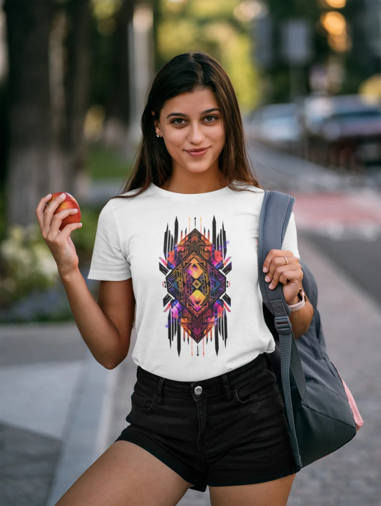 Koszulka damska Geometryczny wzór abstrakcyjny T-shirt damski — zdjęcie 7