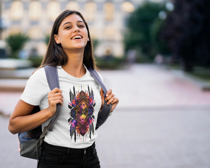 Koszulka damska Geometryczny wzór abstrakcyjny T-shirt damski — zdjęcie 8