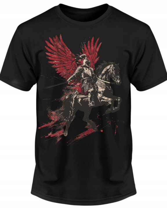 Koszulka męska patriotyczna Polska Husaria wojownik rycerz 2 T-shirt męski — zdjęcie 2