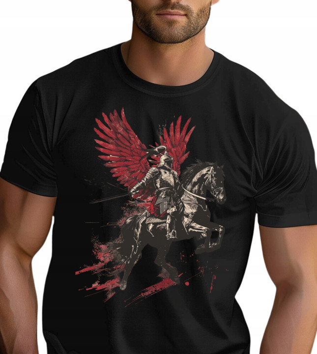 Koszulka męska patriotyczna Polska Husaria wojownik rycerz 2 T-shirt męski — zdjęcie 3