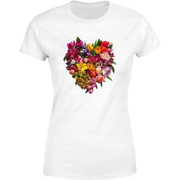 Koszulka damska kwiatowa piękne serce z kwiatów 2 T-shirt damski