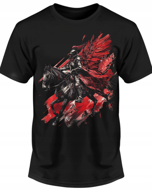 Koszulka męska patriotyczna Polska Husaria wojownik rycerz 3 T-shirt męski — zdjęcie 2