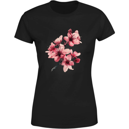 Koszulka damska kwiatowa piękna kwitnąca gałązka kwiatów T-shirt damski