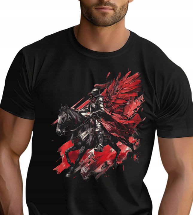 Koszulka męska patriotyczna Polska Husaria wojownik rycerz 3 T-shirt męski — zdjęcie 3