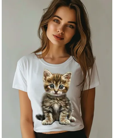 Koszulka damska z kotkiem słodki uroczy kociak kot 2 T-shirt damski