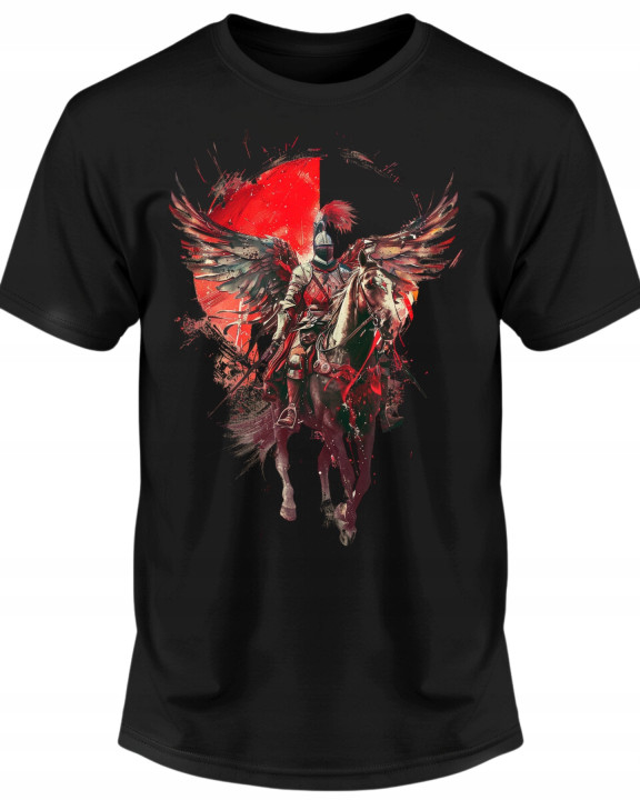 Koszulka męska patriotyczna Polska Husaria wojownik rycerz 4 T-shirt męski — zdjęcie 2