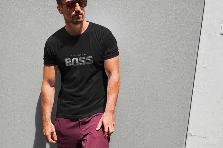 Koszulka męska LIFT LIKE A BOSS działaj jak prawdziwy lider T-shirt męski — zdjęcie 4