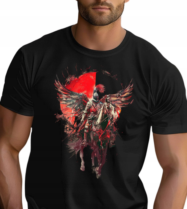 Koszulka męska patriotyczna Polska Husaria wojownik rycerz 4 T-shirt męski — zdjęcie 3
