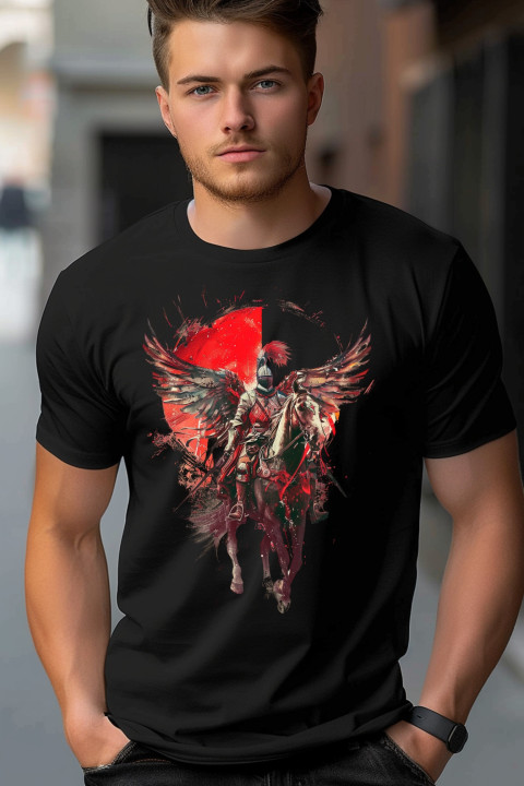 Koszulka męska patriotyczna Polska Husaria wojownik rycerz 4 T-shirt męski — zdjęcie 4