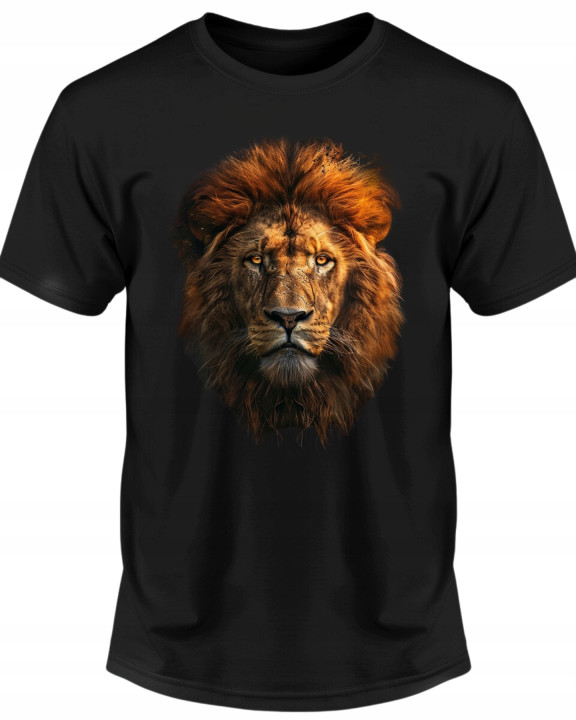 Koszulka męska z Lwem artystyczny lew symbol siły i odwagi 3 T-shirt męski — zdjęcie 2