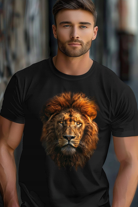 Koszulka męska z Lwem artystyczny lew symbol siły i odwagi 3 T-shirt męski — zdjęcie 5