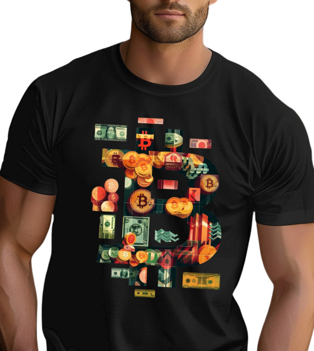 Koszulka męska z bitcoinem crypto Bitcoin kryptowaluty T-shirt męski — zdjęcie 3