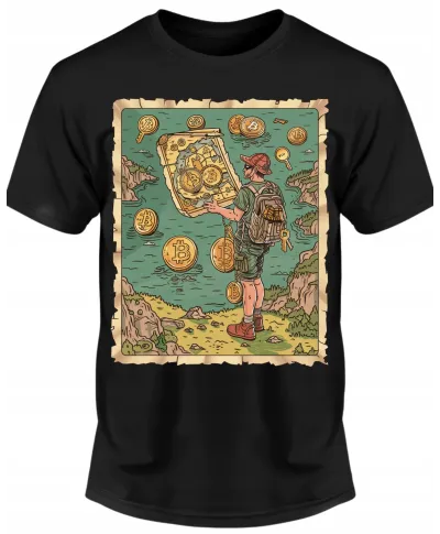 Koszulka męska z bitcoinem mapa skarbów Bitcoin kryptowalut T-shirt męski