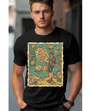 Koszulka męska z bitcoinem mapa skarbów Bitcoin kryptowalut T-shirt męski