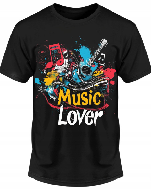 Koszulka męska Music Lover dla Miłośnika Muzyki z Gitarą T-shirt męski — zdjęcie 2
