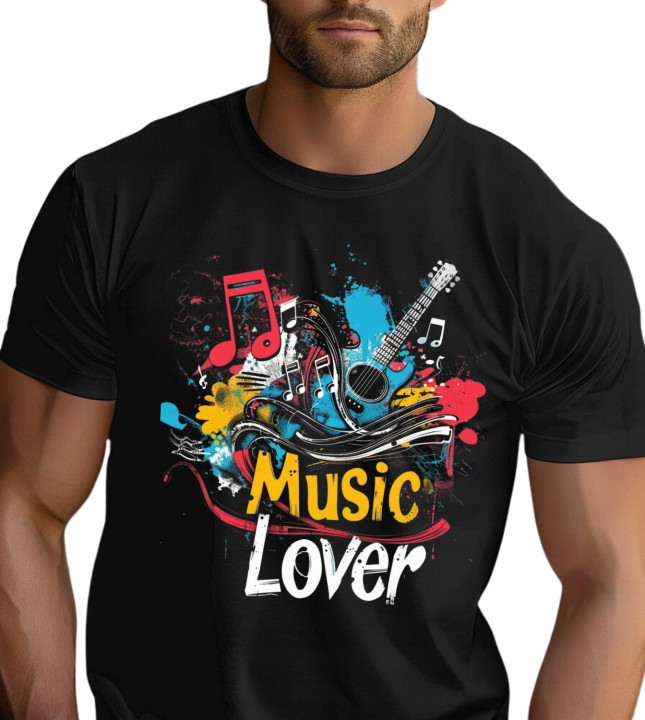 Koszulka męska Music Lover dla Miłośnika Muzyki z Gitarą T-shirt męski — zdjęcie 3