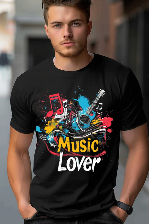 Koszulka męska Music Lover dla Miłośnika Muzyki z Gitarą T-shirt męski — zdjęcie 4