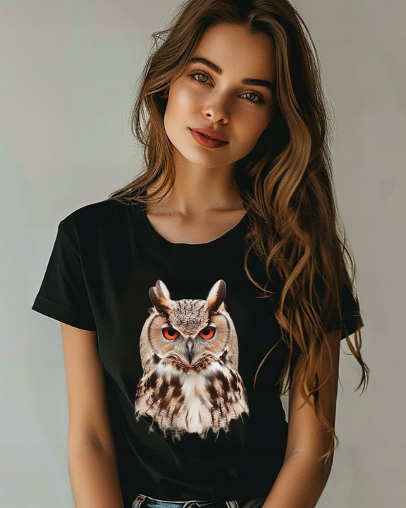 Koszulka damska z sową tajemnicza sowa symbol mądrości T-shirt damski — zdjęcie 3
