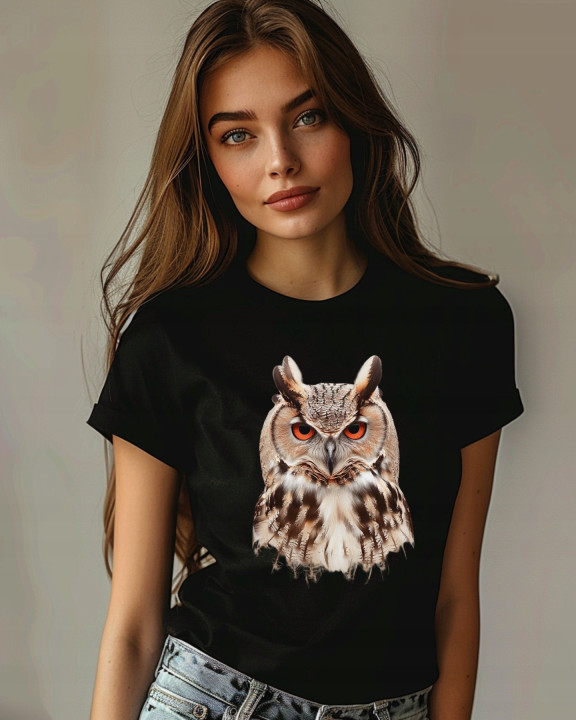 Koszulka damska z sową tajemnicza sowa symbol mądrości T-shirt damski — zdjęcie 4