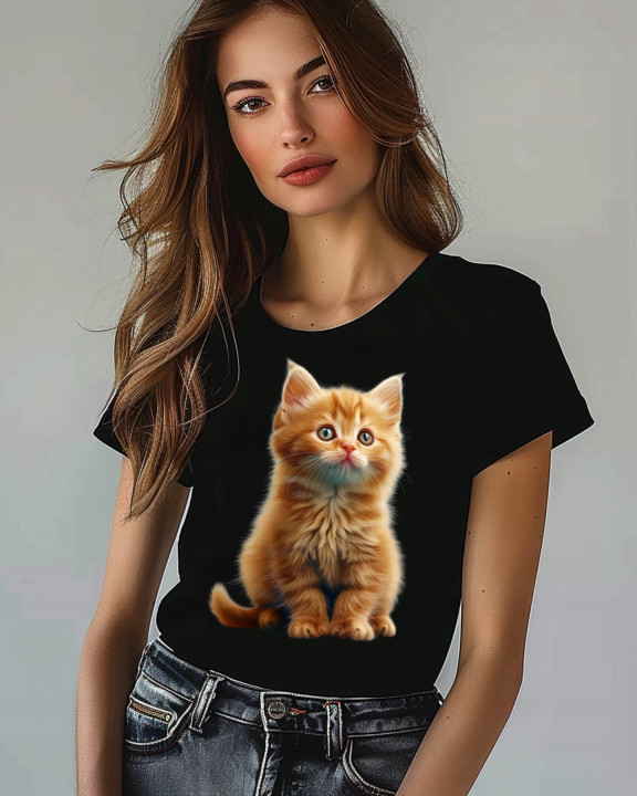 Koszulka damska z kotkiem słodki uroczy kociak kot T-shirt damski — zdjęcie 2