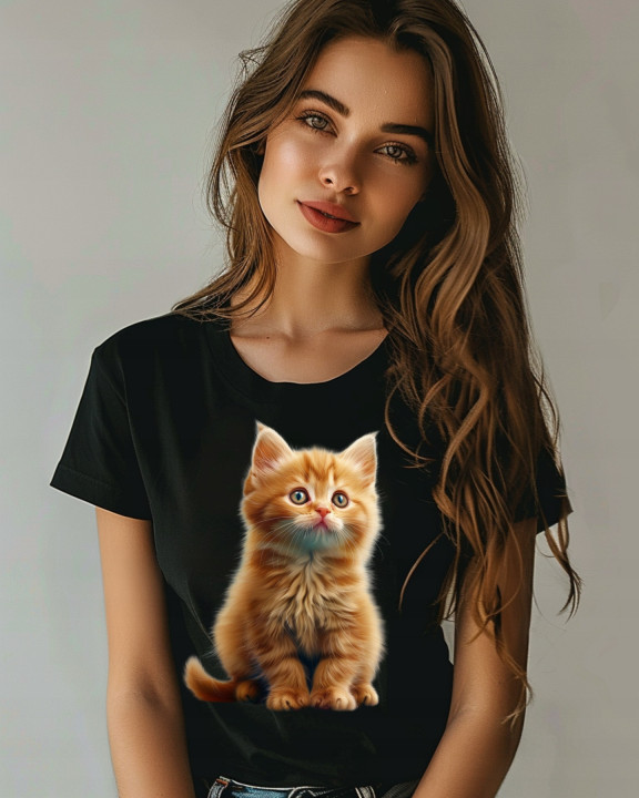 Koszulka damska z kotkiem słodki uroczy kociak kot T-shirt damski — zdjęcie 3