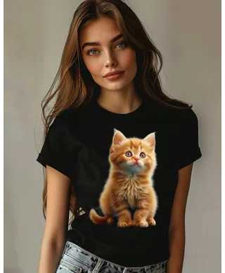 Koszulka damska z kotkiem słodki uroczy kociak kot T-shirt damski