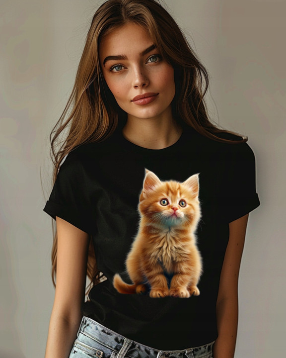 Koszulka damska z kotkiem słodki uroczy kociak kot T-shirt damski — zdjęcie 4