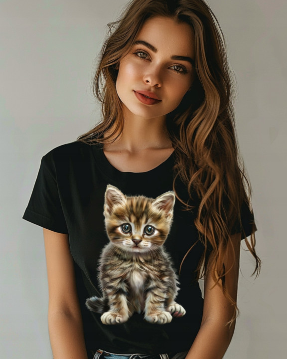 Koszulka damska z kotkiem słodki uroczy kociak kot 2 T-shirt damski — zdjęcie 3