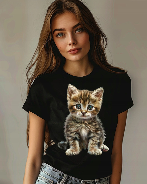 Koszulka damska z kotkiem słodki uroczy kociak kot 2 T-shirt damski — zdjęcie 4