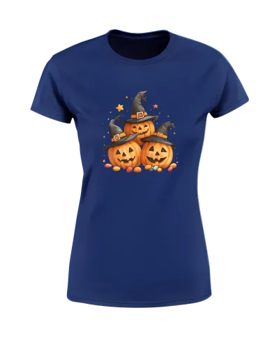 Koszulka damska Halloween dzień dyni Trzy Dynie w kapeluszach czarownicy