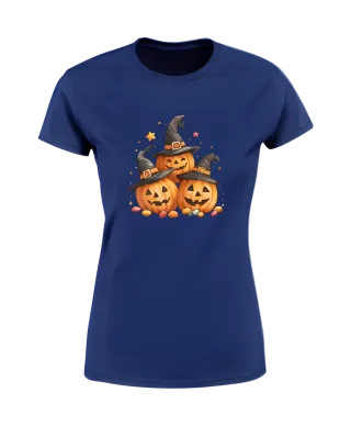 Koszulka damska Halloween dzień dyni Trzy Dynie w kapeluszach czarownicy
