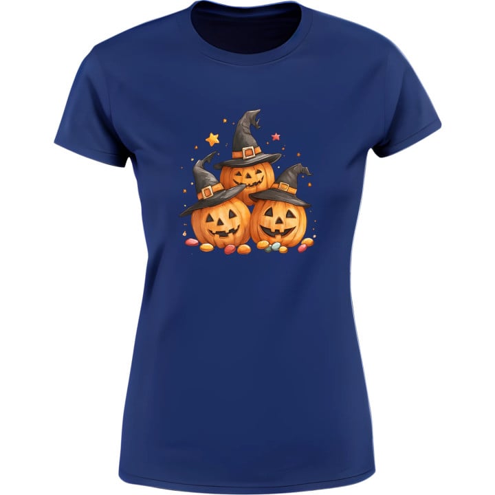 Koszulka damska Halloween dzień dyni Trzy Dynie w kapeluszach czarownicy